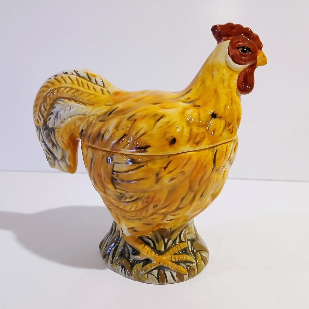 Vintage Ceramic Rooster Covered Dish